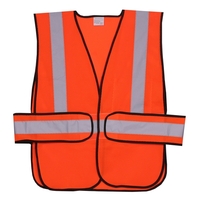 Orange mesh safety vest with side strap; includes 2" horizontal/vertical...
