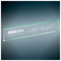 2" x 10" engraved jade glass desk wedge.... from ASI 92531 Unique Custom...