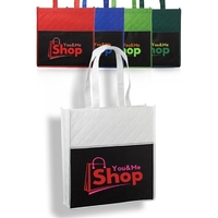 Two tone non-woven grocery tote bag with diamond quilted pattern on... from...
