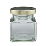 4.4 oz Clear Glass Square Jars (Gold Metal Lug Cap)