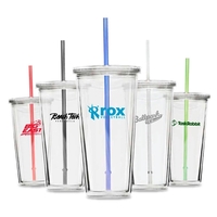 24 oz acrylic travel tumbler with screw-on lid and straw.... from ASI 30112...