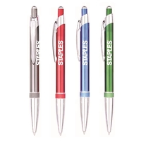 Click-action colored aluminum barrel pen with chrome trim.... from ASI 30112...