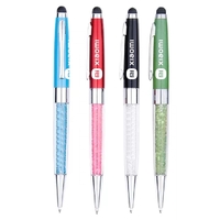 Twist action ballpoint pen with stylus, and colored metal ring with... from...
