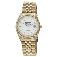 Five-micron gold-plated stainless steel watch with a rigid bezel, date...