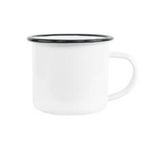 12 oz Fine Enamel Cup - Black Rim - Orca