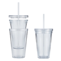 16 ounce double wall acrylic plastic tumbler with lid and straw.... from ASI...