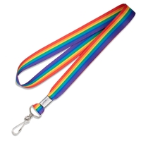 36" x 3/4" polyester rainbow print lanyard with metal crimp and... from ASI...