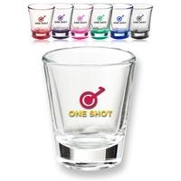1.75 oz. personalized clear shot glass with sheer rim and thick... from ASI...
