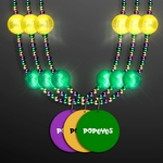 Mardi Gras Jewelry LED Beads Necklace with Medallion