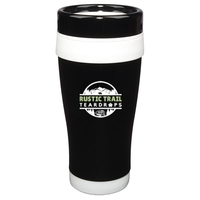 14 oz. stainless steel travel mug with black lid and white... from ASI 46573...