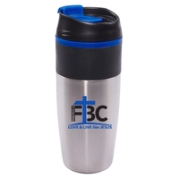 16 oz. stainless steel travel mug with flip lid closure and... from ASI 46573...