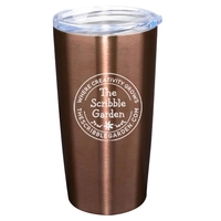 20 oz. vacuum insulated stainless steel travel mug with a clear... from ASI...
