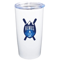 20 oz. vacuum insulated stainless steel travel mug with a clear... from ASI...