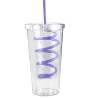 20 ounce double wall plastic cups and lids with colored crazy... from ASI...