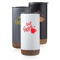16 ounce stainless steel travel tumbler with cork bottom, powder finish......