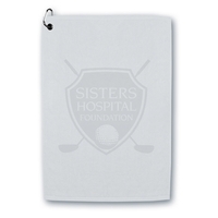 25" x 16" golf towel with carabiner; made of USA-grown cotton.... from ASI...