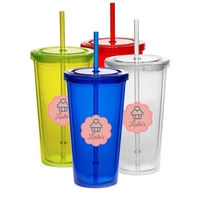 20 oz. double wall acrylic tumbler with straw; 7.85" H x... from ASI 39552...