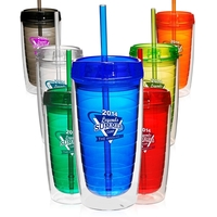 Econo 16 oz. double wall tumbler with lid and straw.... from ASI 39552 BEL Promo