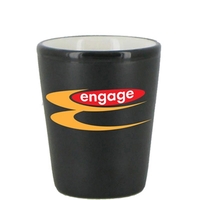 1.5 oz. ceramic shot glass with a white interior and black... from ASI 46573...
