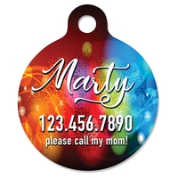 Anodized aluminum pet tag with round shape; measures 1" with...