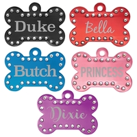 1" x 1.5" anodized aluminum, bone shaped pet tag, studded... from ASI 92531...
