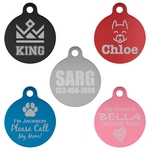 1" Black Anodized Aluminum Round Pet Tag with Tab