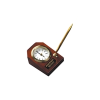 4" x 7.5" rosewood piano finish clock and pen with engraving.... from ASI...