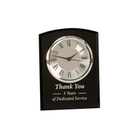 6" Black Glass Arch Clock, Self-Standing