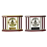 7.25" Executive 4-Pillar Gold & Rosewood Piano Finish Clock
