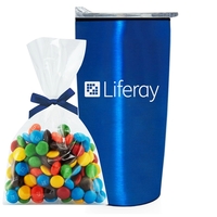 20 oz stainless steel straight tumbler with plastic liner and M&M's... from...