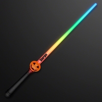 Blank or imprinted. Festive Jack-O-Lantern sword, clear blade and 3 light......