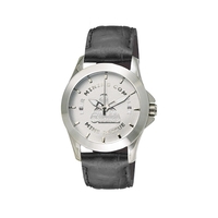 Intrigue Medallion Ladies' Silver w/ Leather Watch 30mm