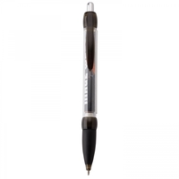 Plastic push-action pen with customized double-sided imprint on a retractable...