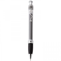 Plastic push-action pen with customized double-sided imprint on a retractable...
