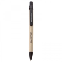 Paper push-action pen with cornstarch trim and recycled symbol on upper......