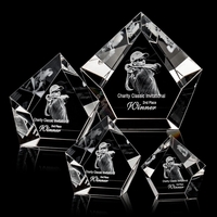 This pentagon award creates reflections of your 3D image, rippled along......