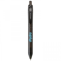 Recycled plastic push-action pen with a recycled symbol printed on clip......
