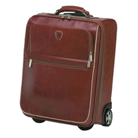 8.25" x 18.5" x 14.25" leather rolling suitcase with exterior cellphone......