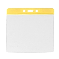 4.79" x 4.49" vinyl badge holder with colored bar and attachment... from ASI...