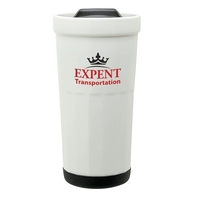 3.5" x 7.12" x 3.62" double-walled ceramic 16-ounce tumbler with rubber......