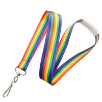 36" x 3/4" polyester breakaway lanyard with dye sublimated rainbow print......