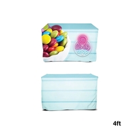 4' fitted table cover with sewn corners, 300D polyester construction, PVC......