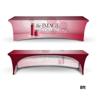 8' stretchable table cover made of elastic polyester with open back,... from...