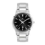 22MM STEEL SILVER CASE, 3 HAND MVMT, BLACK DIAL, D...