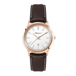 22MM STEEL ROSE GOLD CASE, 3 HAND MVMT, WHITE DIAL...
