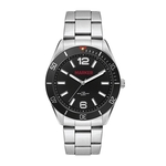 42MM METAL MATTE SILVER CASE, 3 HAND MVMT, BLACK D...