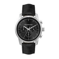 Chronograph watch designed with a 44mm brushed silver metal case, flat......