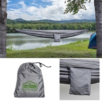 Nylon hanging hammock with straps and drawstring storage bag; holds 440......