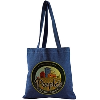 Flat Denim Tote, with Denim Handles