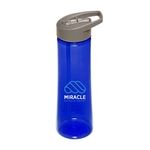 22 oz. Aqua Plastic Sports Water Bottle (2 Color Imprint)
